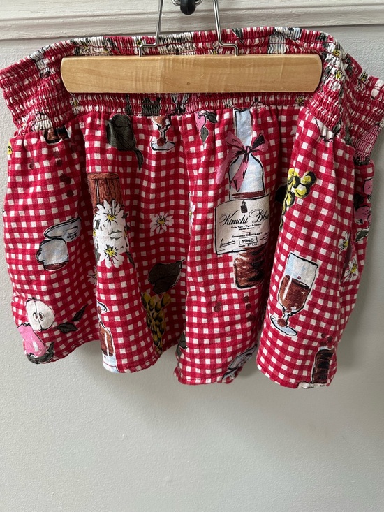 Kimchi Blue Pants - Kimchi Blue Linen Blend Red Gingham Picnic Print Pull-On Shorts Large